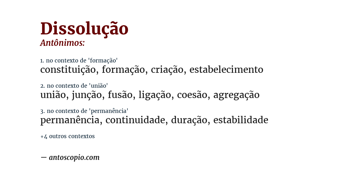 Antônimo de dissolução