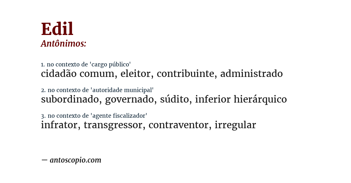 Antônimo de edil