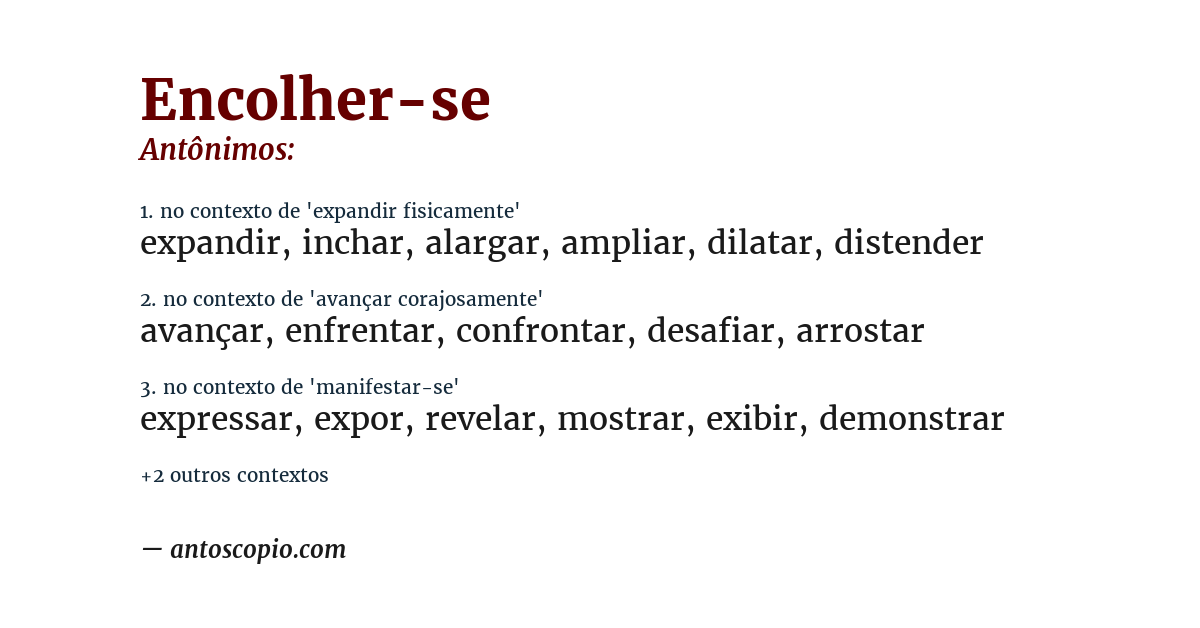 Antônimo de encolher-se