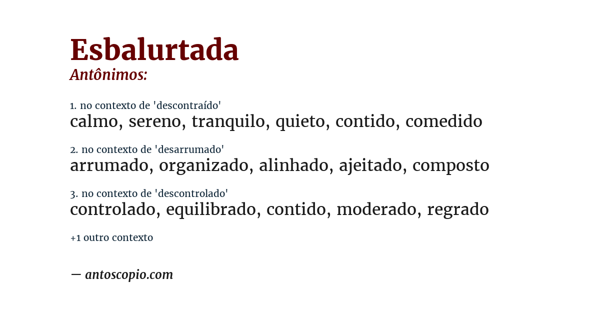 Antônimo de esbalurtada