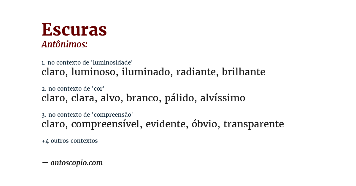 Antônimo de escuras