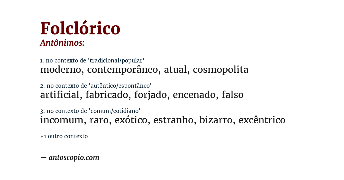 Antônimo de folclórico