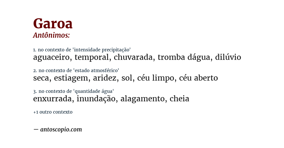 Antônimo de garoa