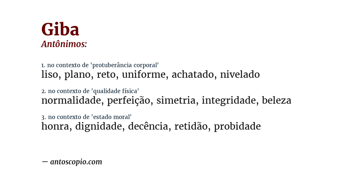 Antônimo de giba