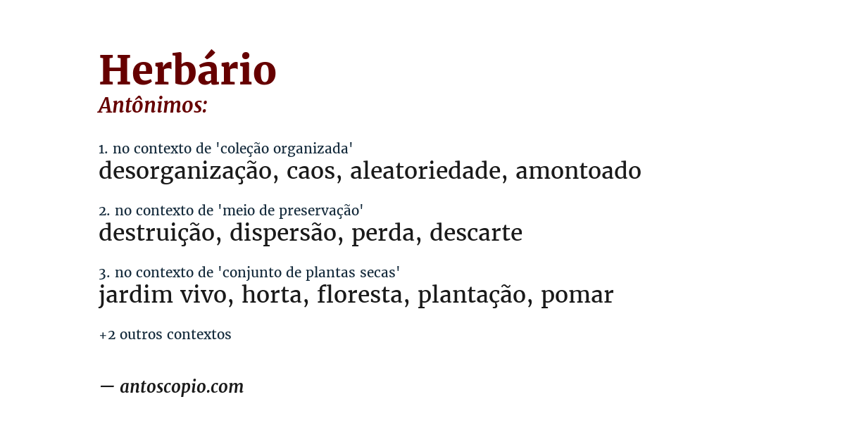 Antônimo de herbário