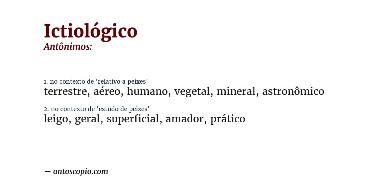 Antônimo de ictiológico