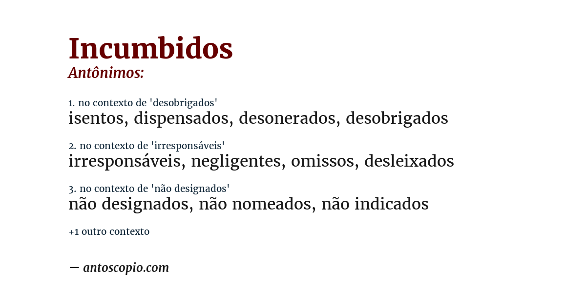 Antônimo de incumbidos