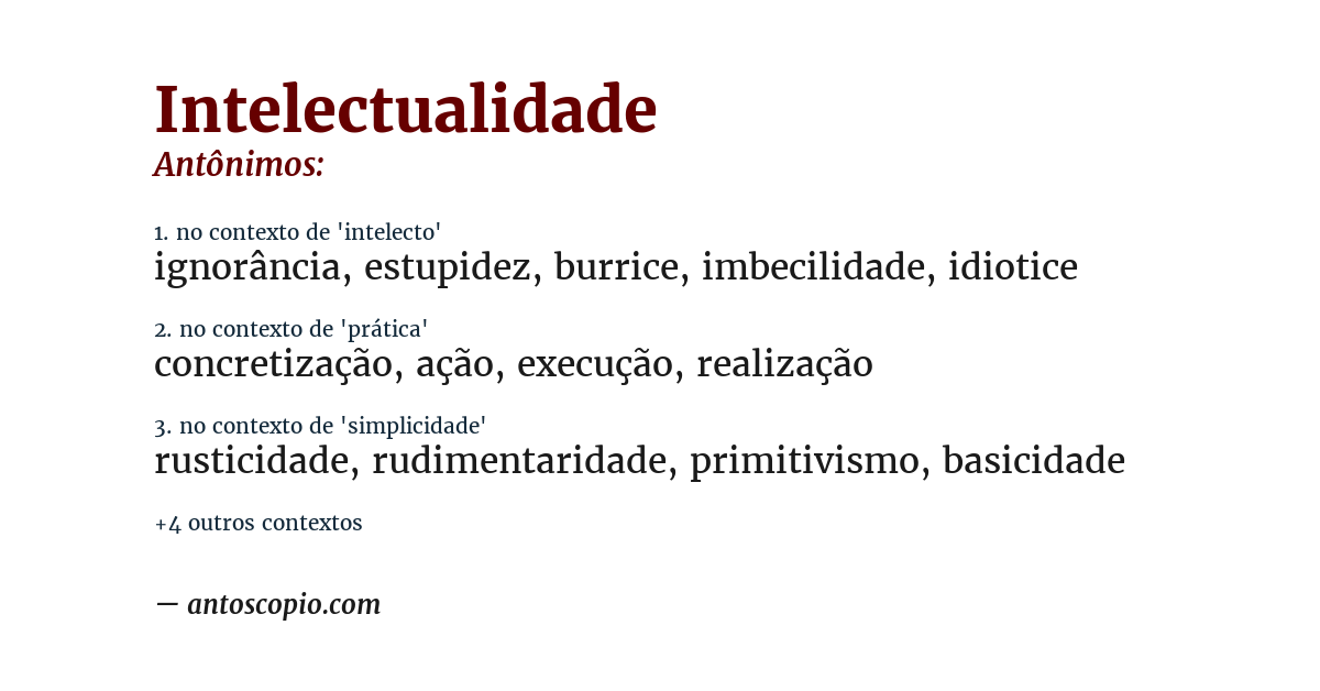 Antônimo de intelectualidade