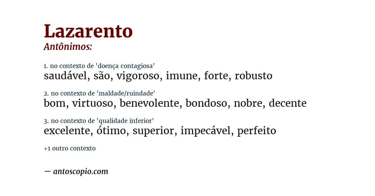 Antônimo de lazarento