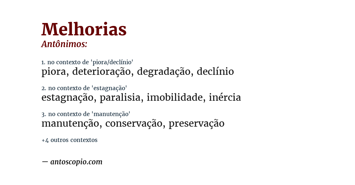 Antônimo de melhorias