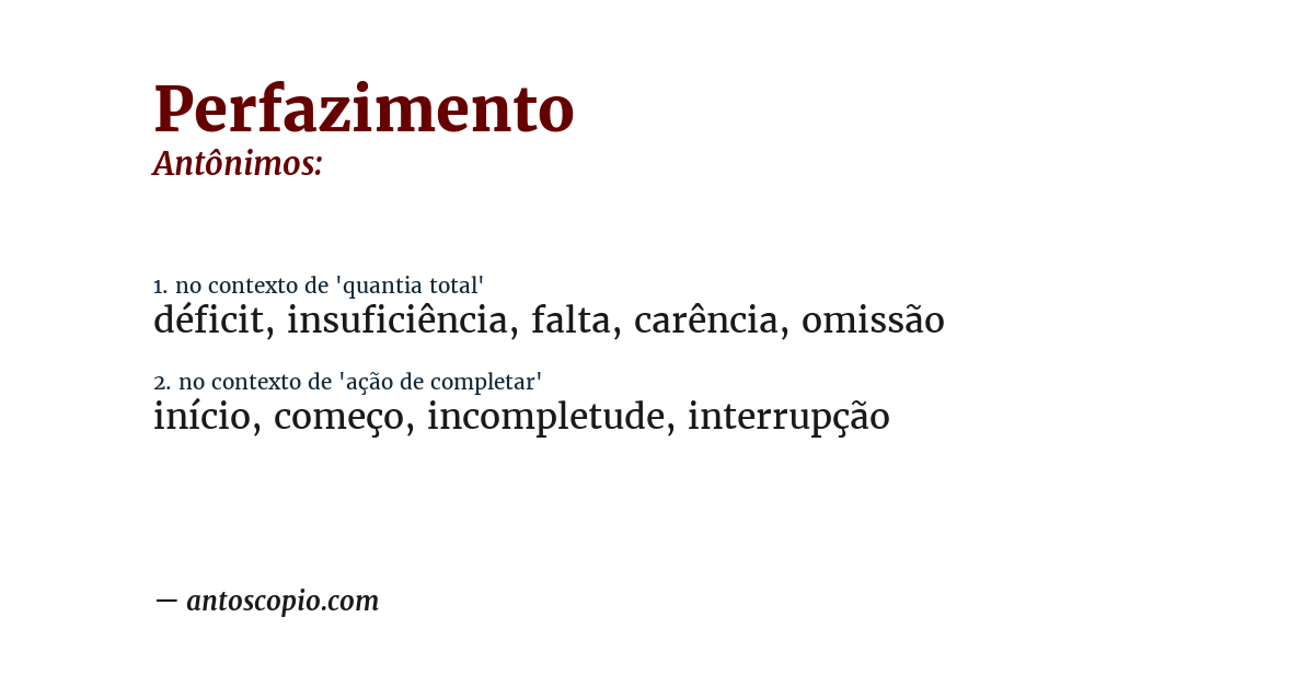 Antônimo de perfazimento