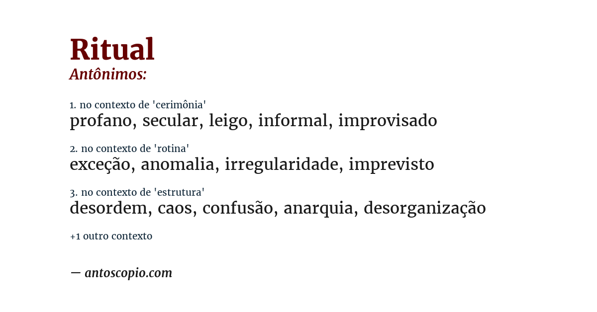 Antônimo de ritual