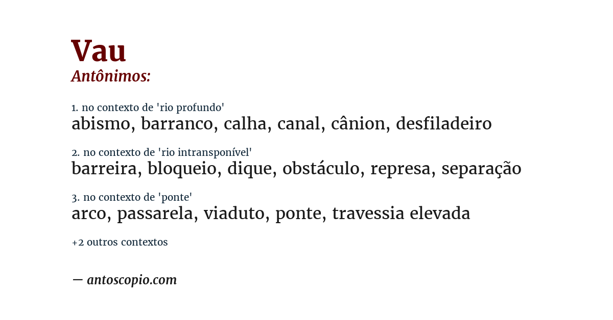 Antônimo de vau