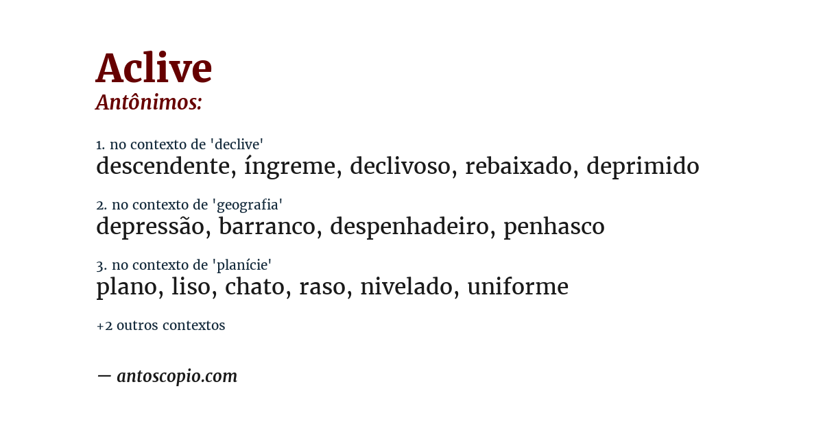 Antônimo de aclive