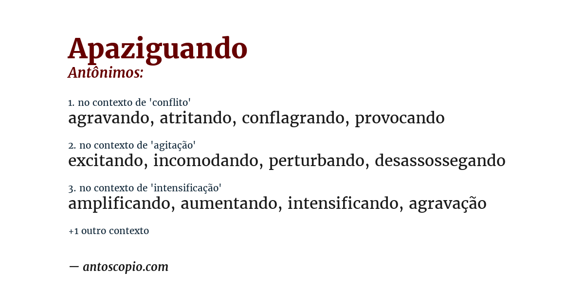 Antônimo de apaziguando