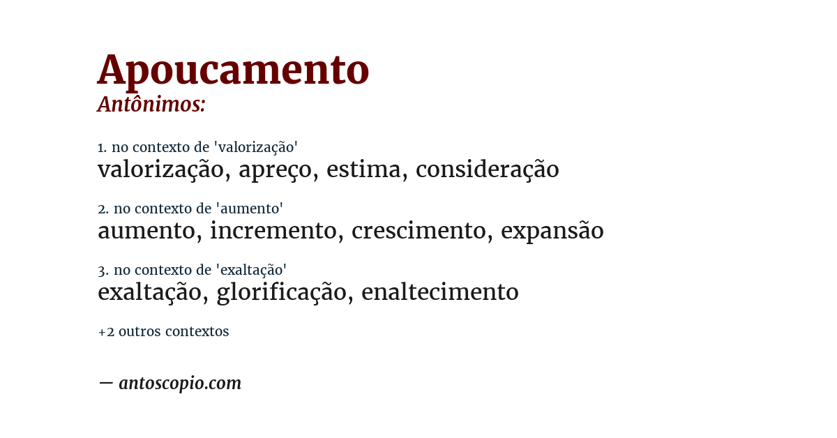 Antônimo de apoucamento