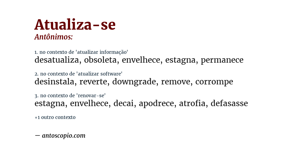 Antônimo de atualiza-se