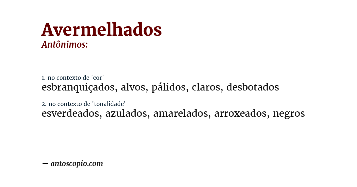 Antônimo de avermelhados