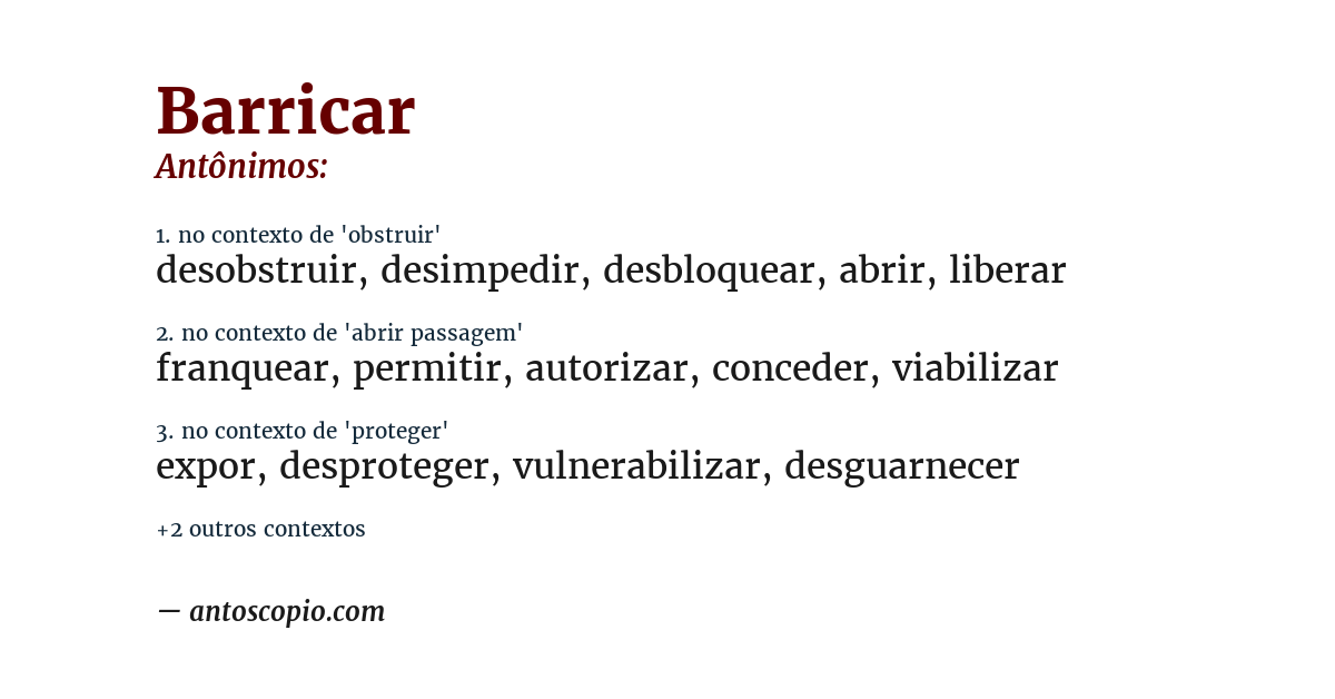 Antônimo de barricar
