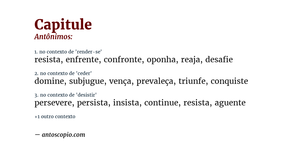 Antônimo de capitule