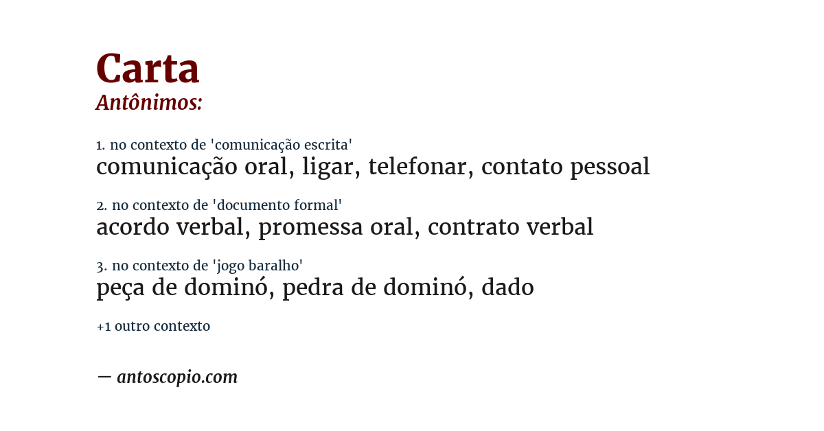 Antônimo de carta