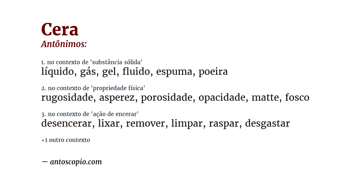 Antônimo de cera