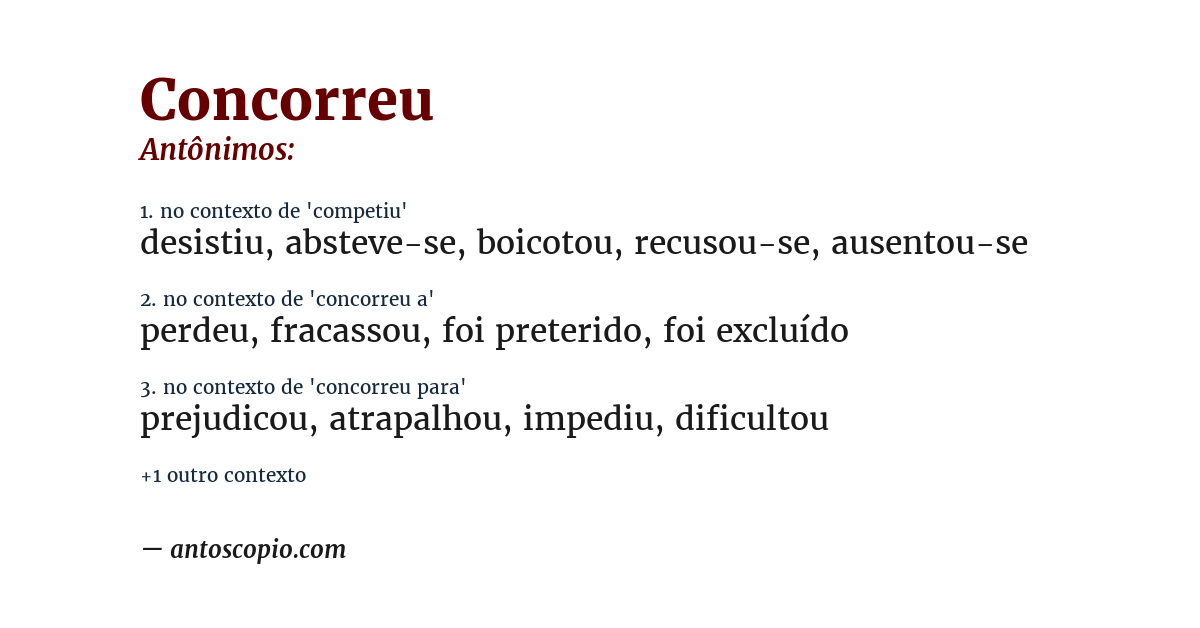 Antônimo de concorreu