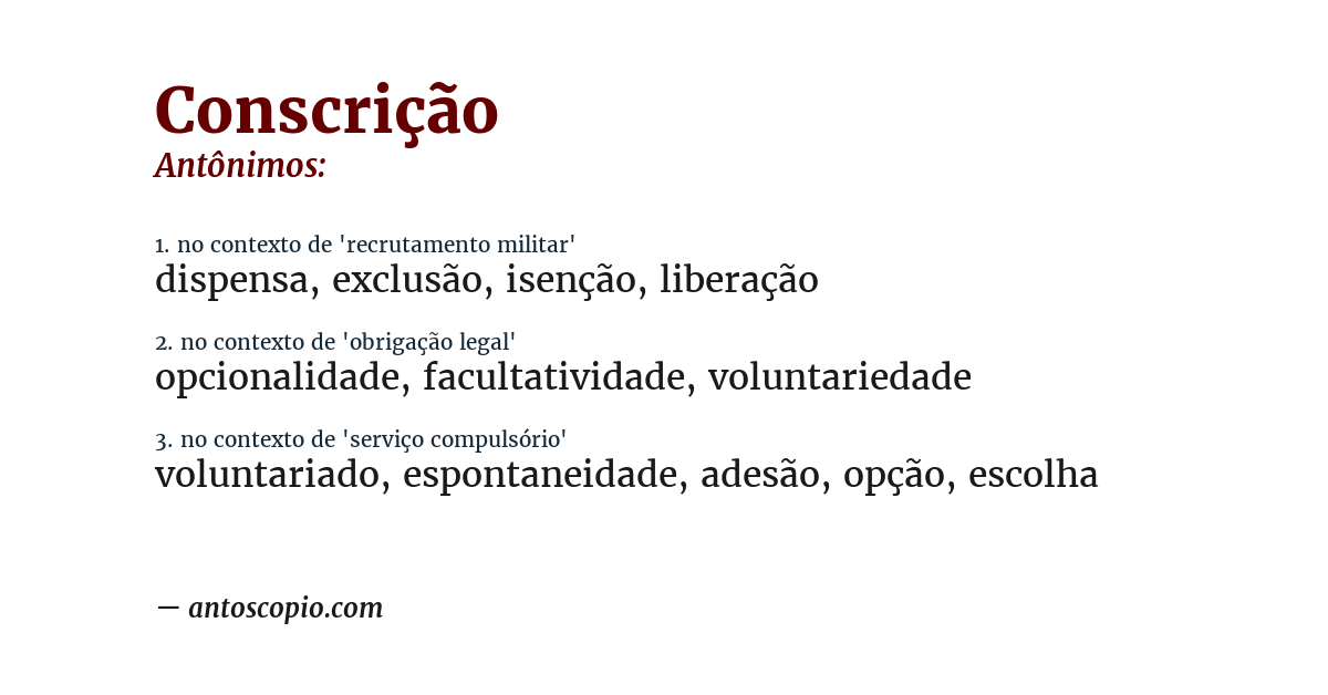 Antônimo de conscrição