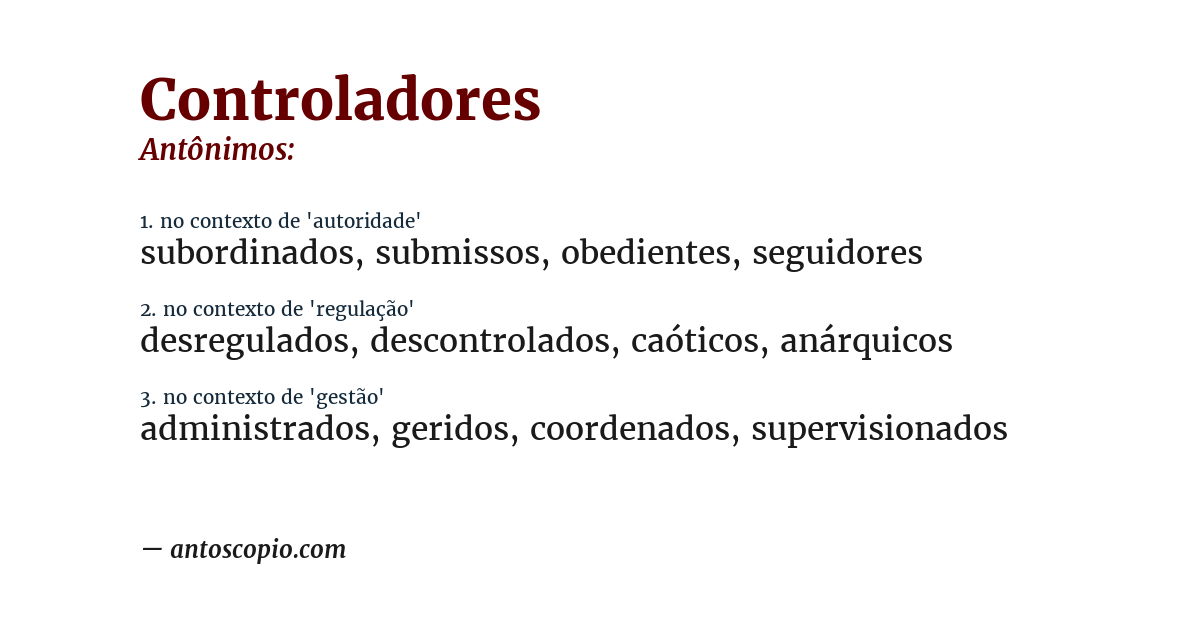 Antônimo de controladores