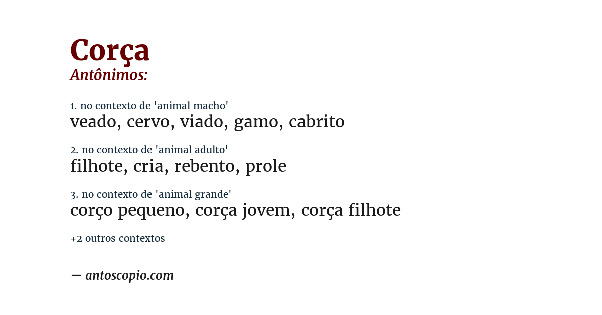 Antônimo de corça