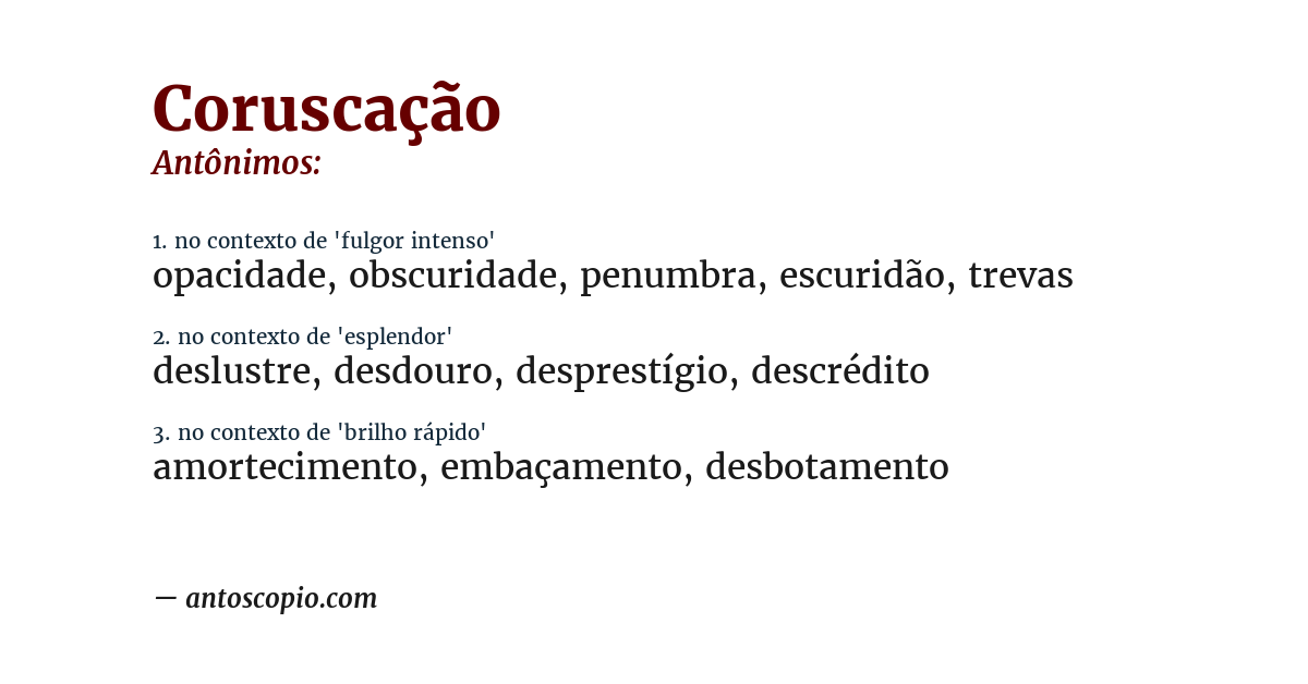 Antônimo de coruscação