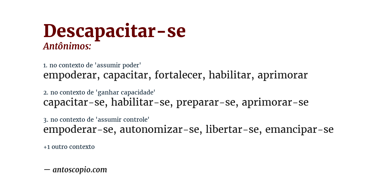 Antônimo de descapacitar-se