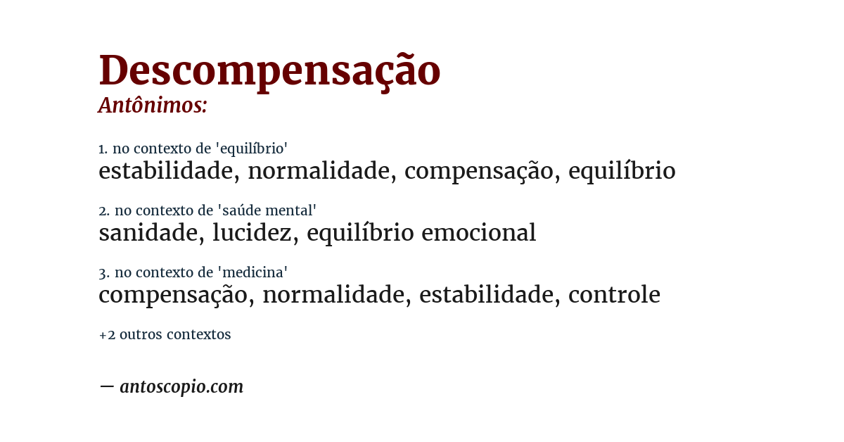 Antônimo de descompensação