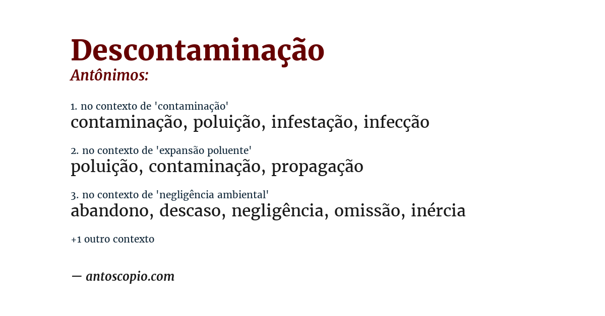 Antônimo de descontaminação