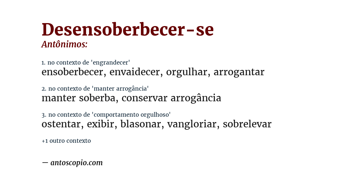 Antônimo de desensoberbecer-se