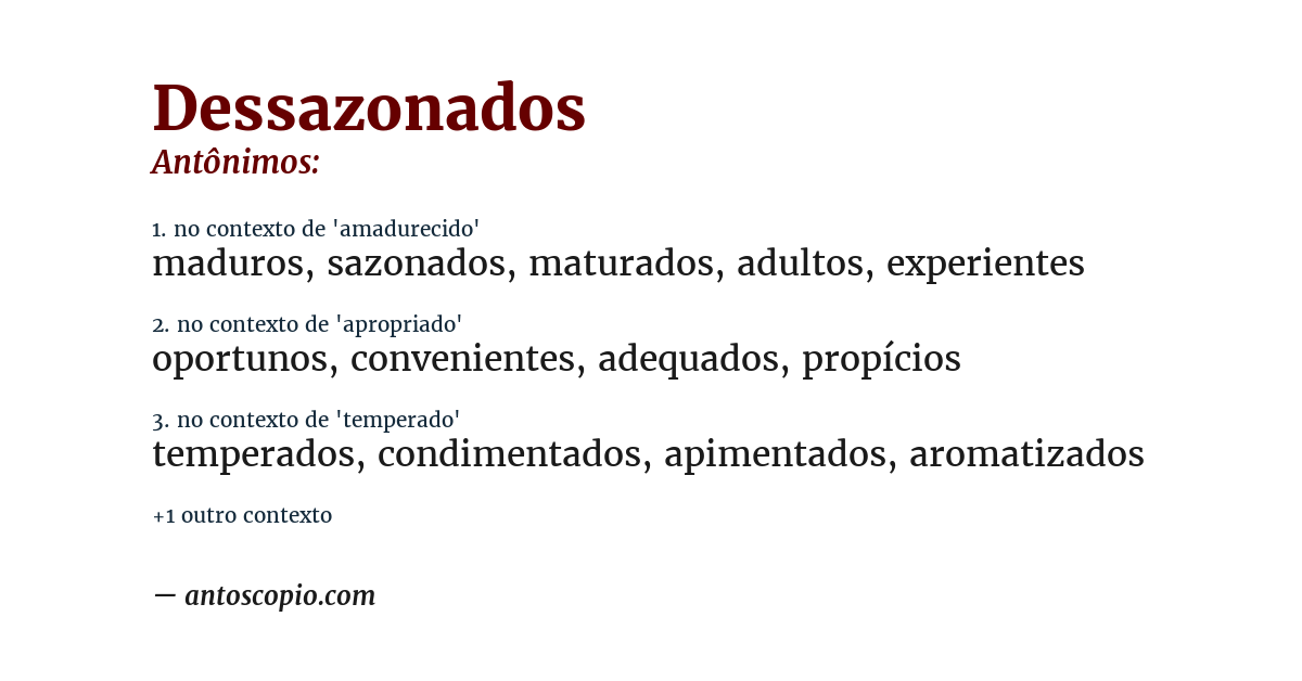 Antônimo de dessazonados
