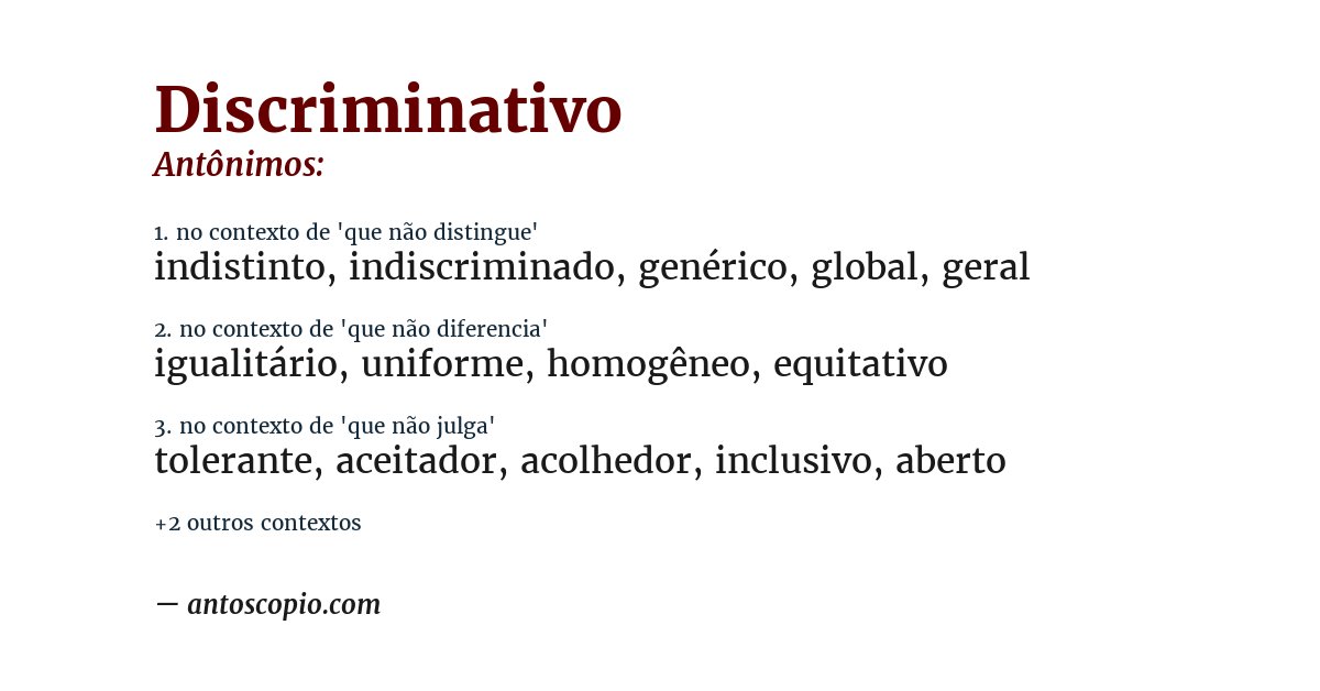 Antônimo de discriminativo