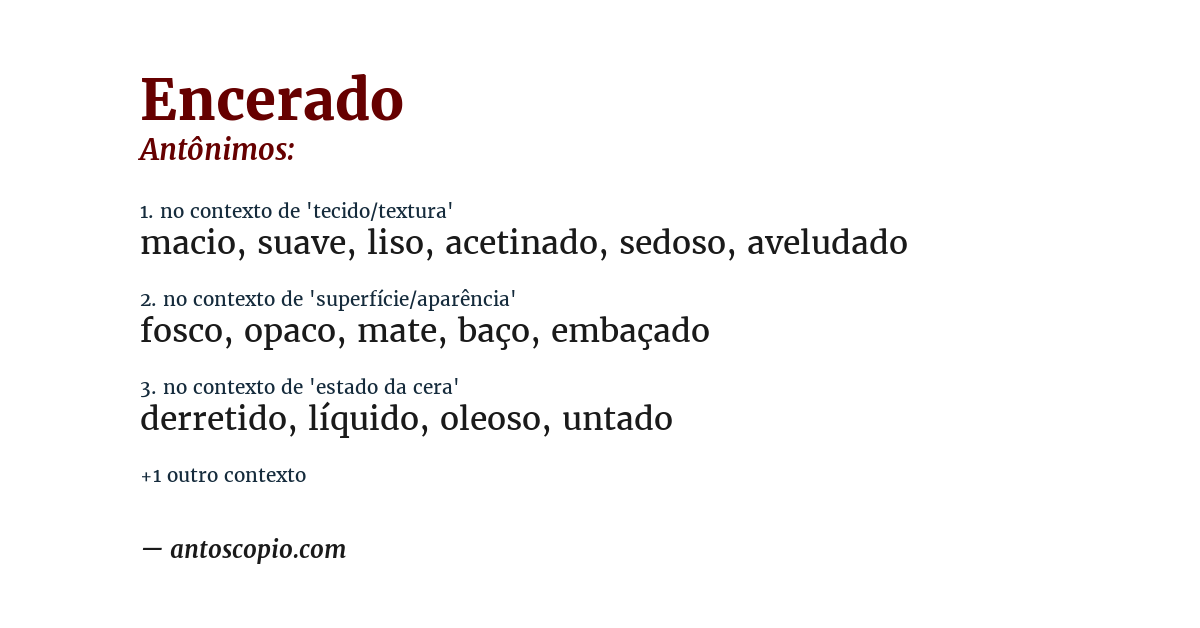 Antônimo de encerado