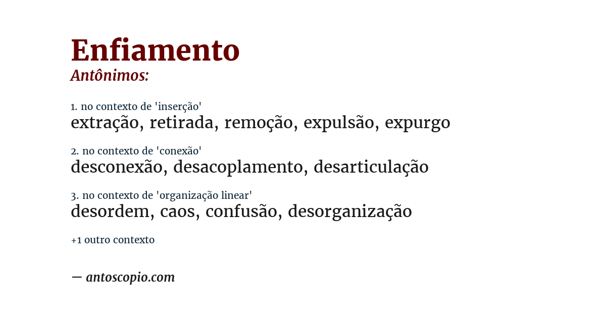 Antônimo de enfiamento