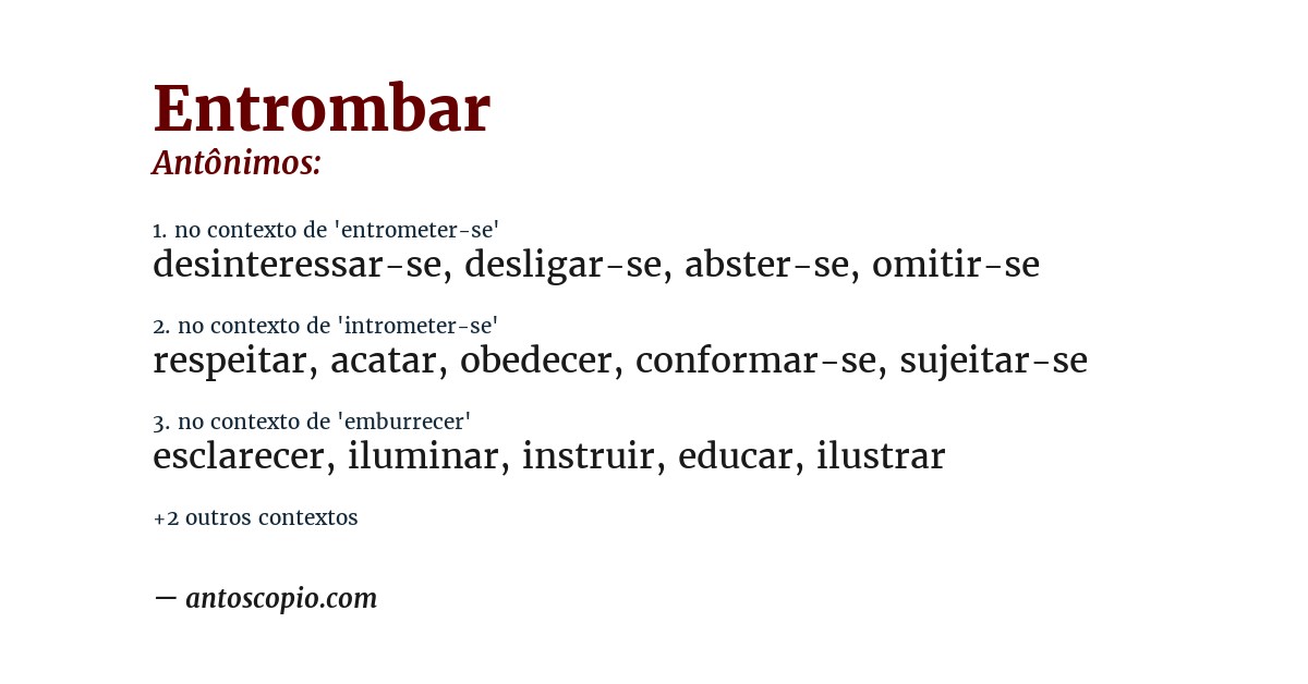Antônimo de entrombar