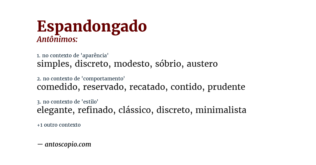 Antônimo de espandongado
