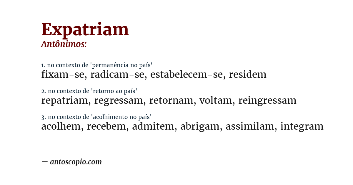 Antônimo de expatriam