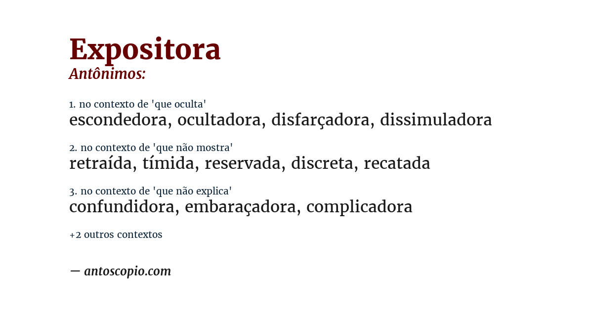 Antônimo de expositora