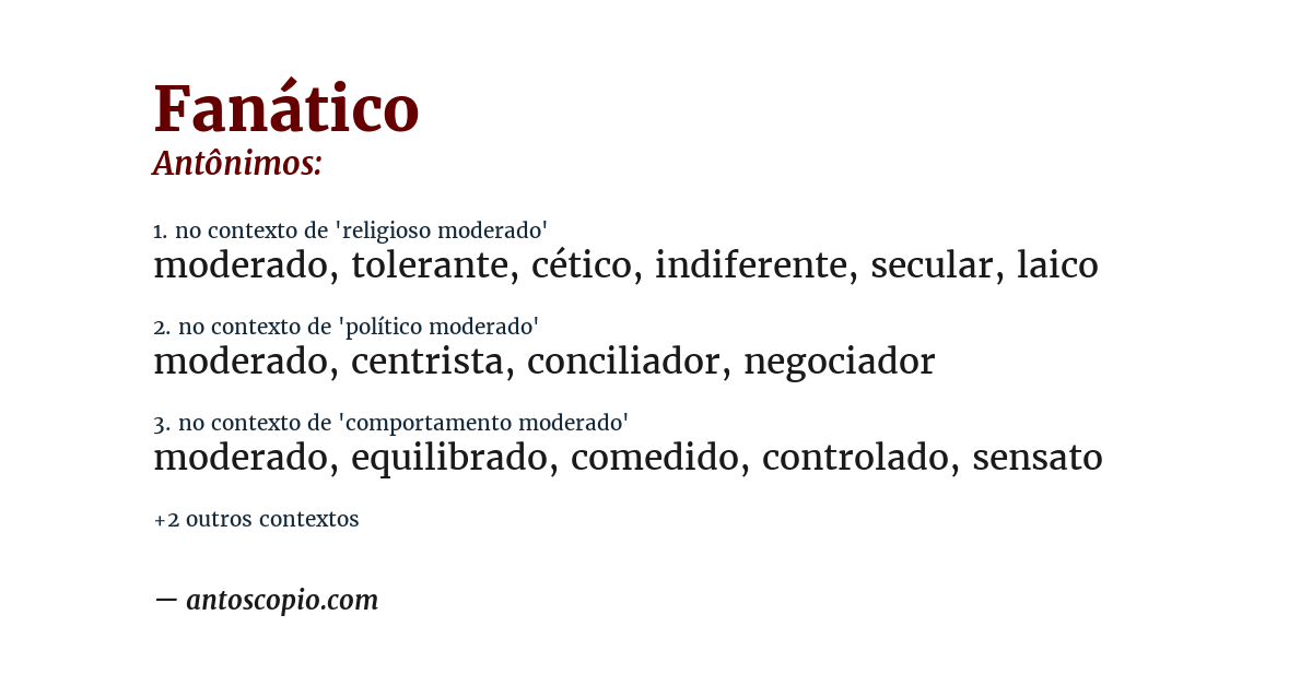 Antônimo de fanático