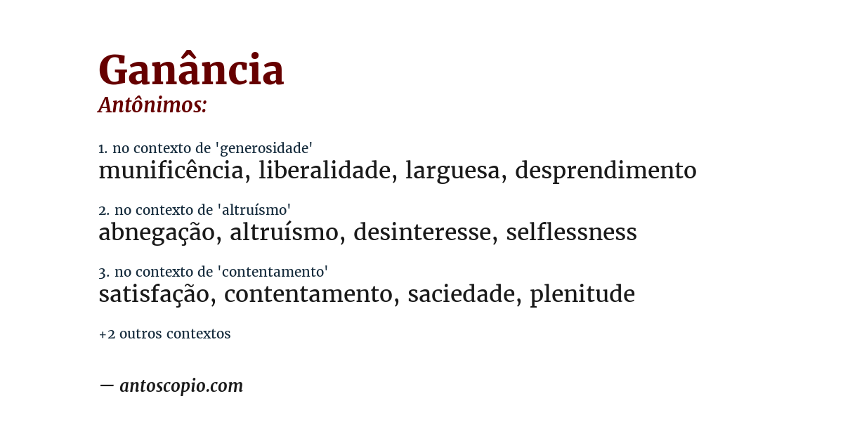 Antônimo de ganância