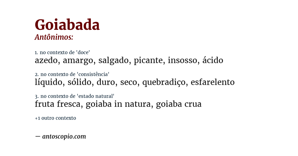 Antônimo de goiabada