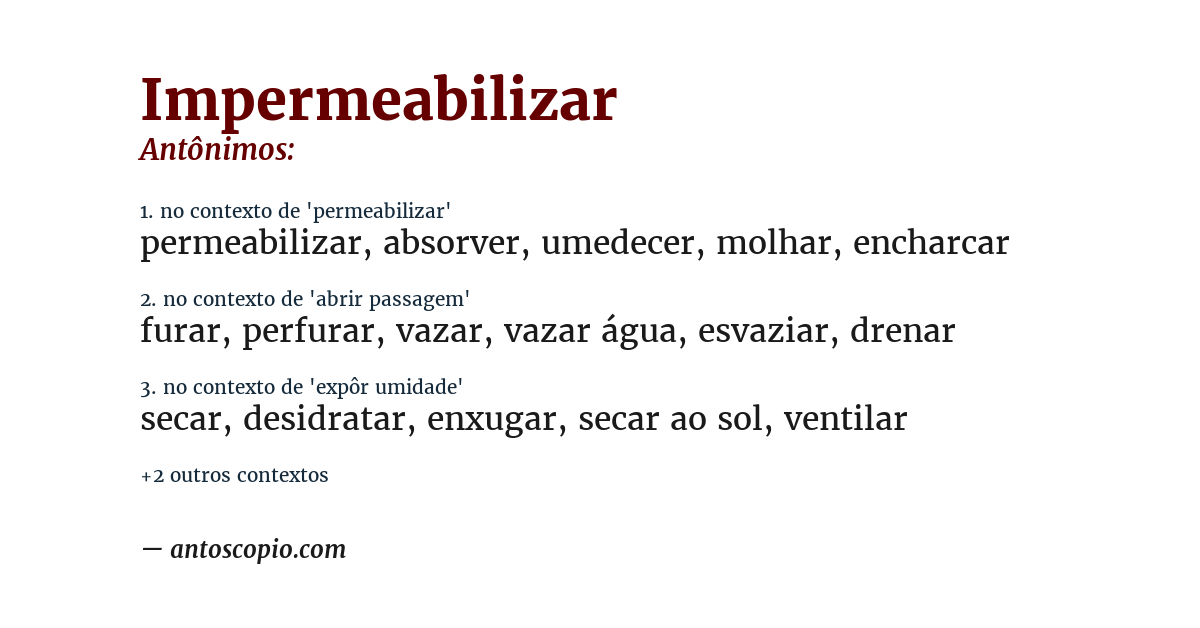 Antônimo de impermeabilizar