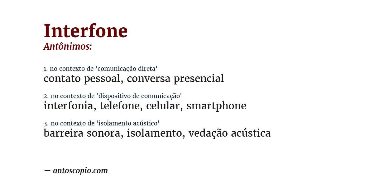 Antônimo de interfone