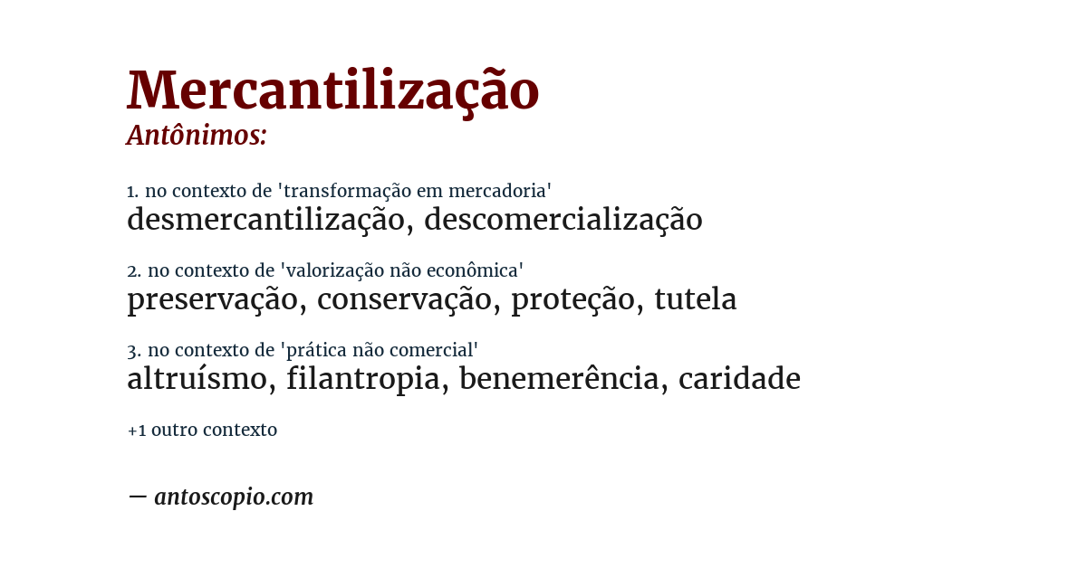 Antônimo de mercantilização