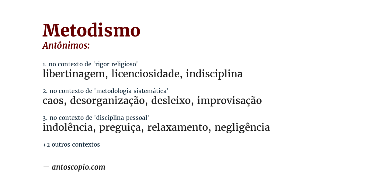 Antônimo de metodismo